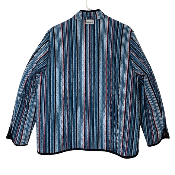 Vintage Quilted Jacket Reversible Womens Size XL Large Bon Worth Paisley Striped - Picture 4 of 11